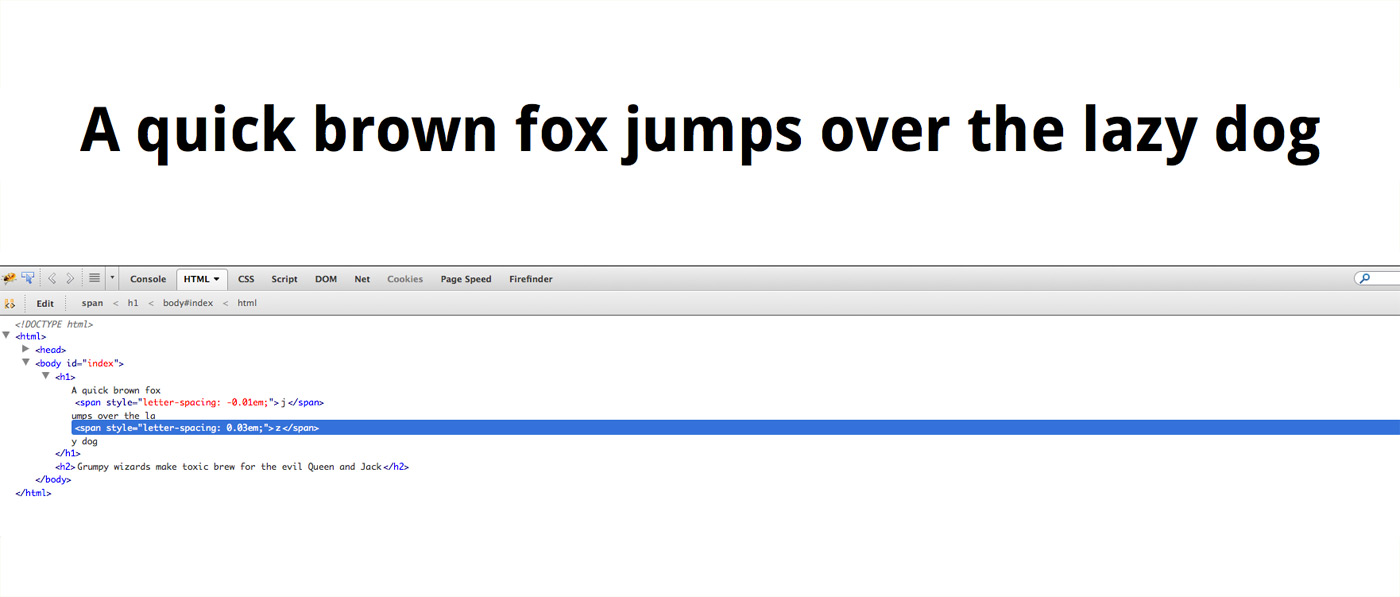 Adjusting the kerning in browser